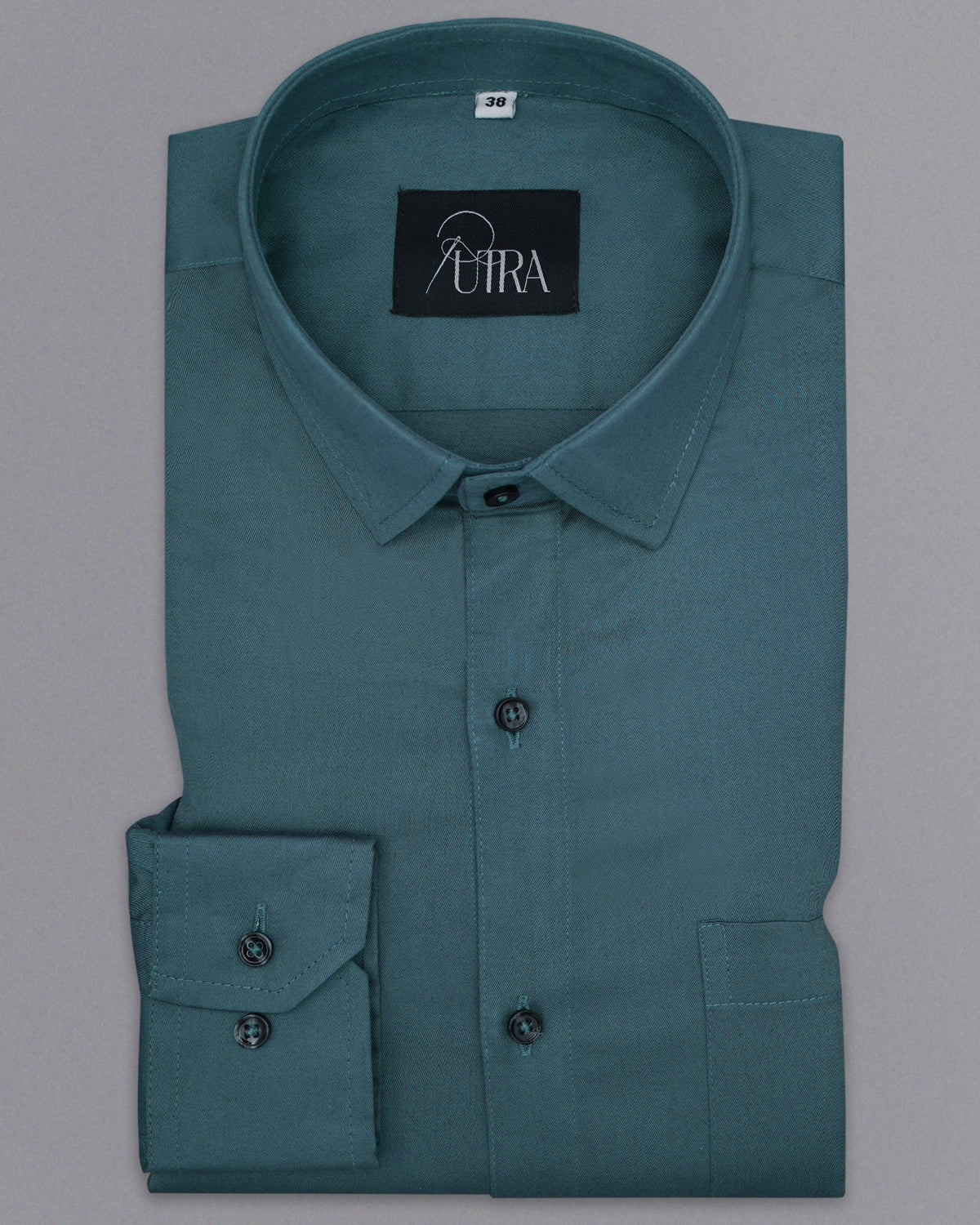 Sophisticated Deep Teal Solid Lycra Shirt