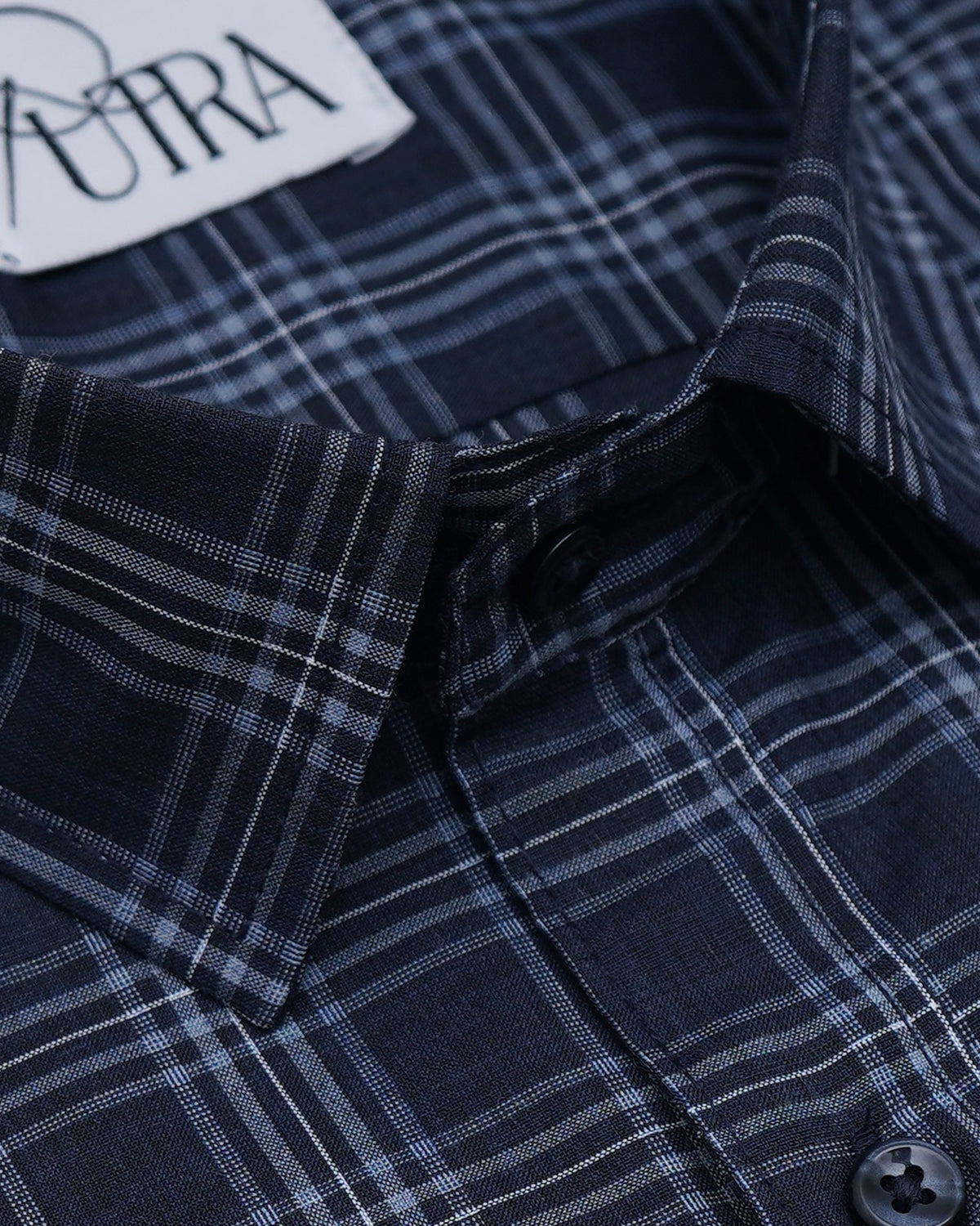 Sophisticated Navy Blue Checked Cotton Shirt