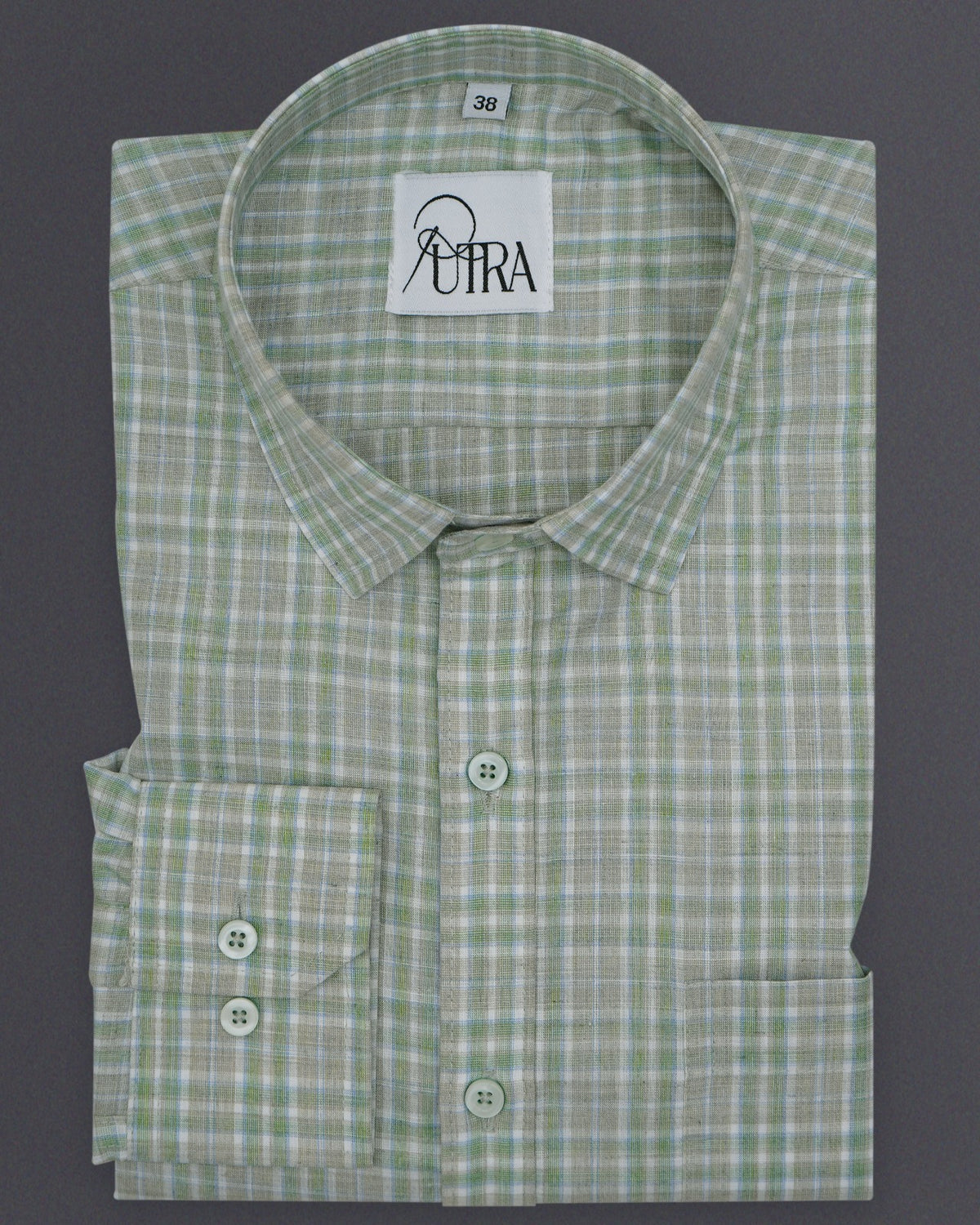 Refreshing Beige and Green Checked Cotton Shirt