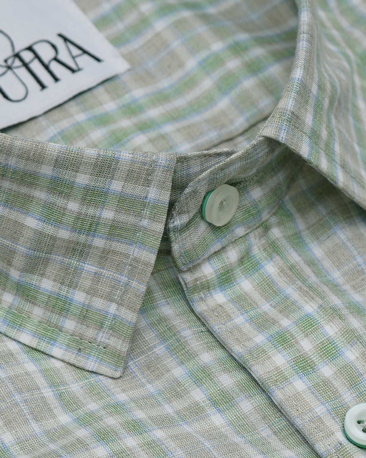 Refreshing Beige and Green Checked Cotton Shirt