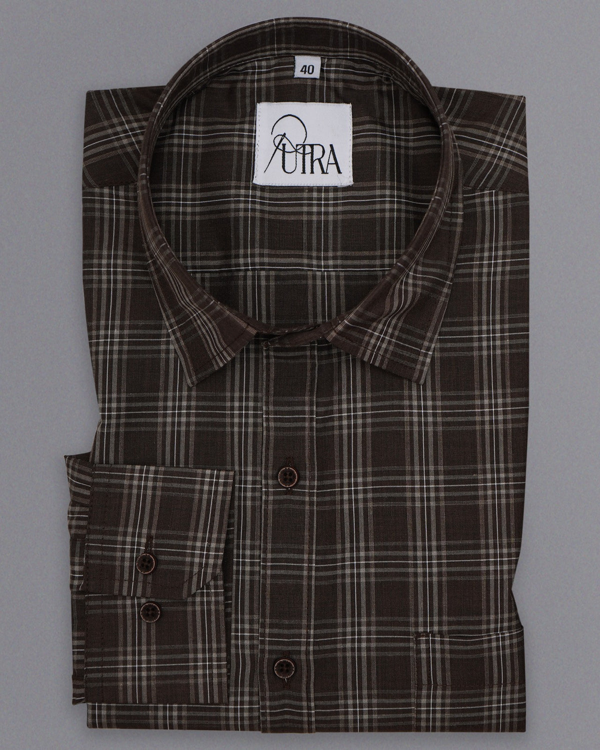 Rich Brown Checked Cotton Shirt