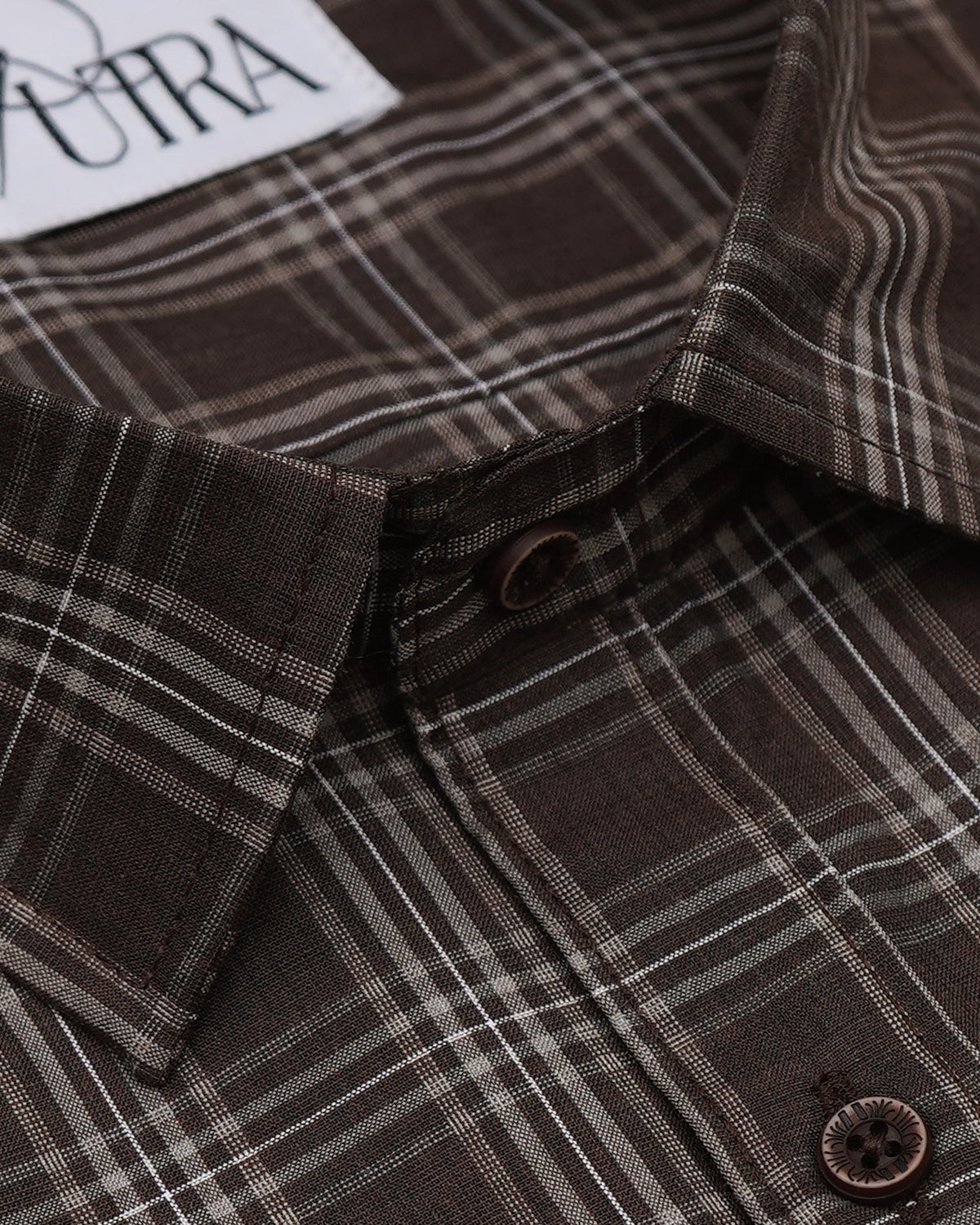 Rich Brown Checked Cotton Shirt