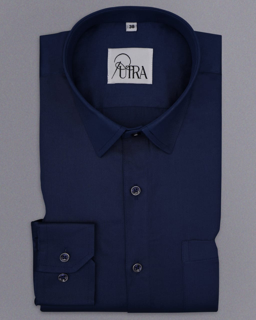 Men's Royal Blue Polyester Cotton Solid Shirt
