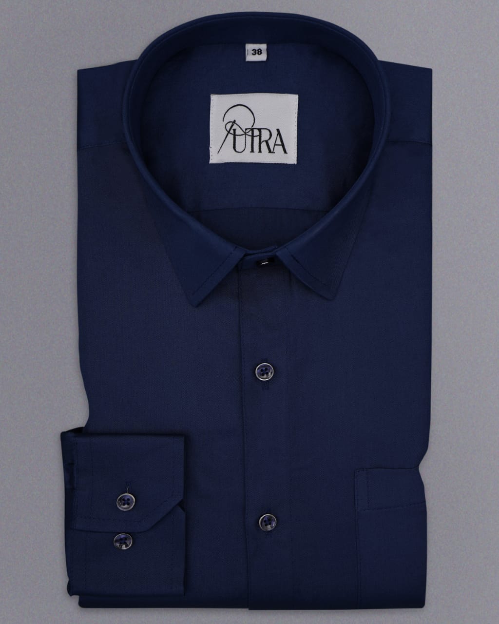 Men&#39;s Royal Blue Polyester Cotton Solid Shirt