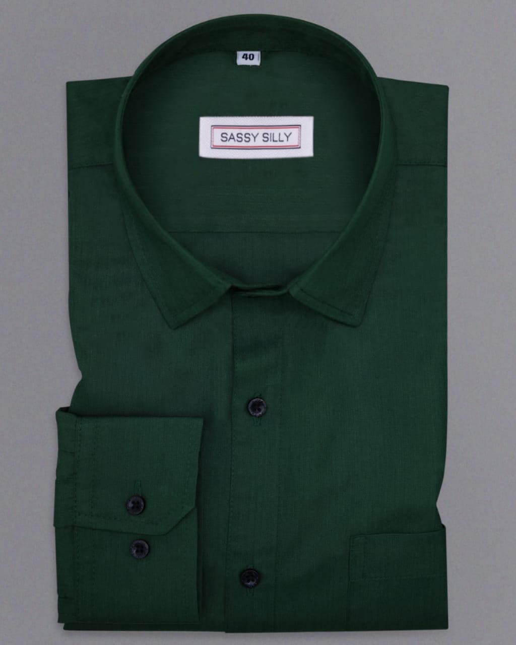 Men's Refreshing Dark Green Polyester Cotton solid Shirt - Putra Men's Refreshing Dark Green Polyester Cotton solid Shirt - Putra