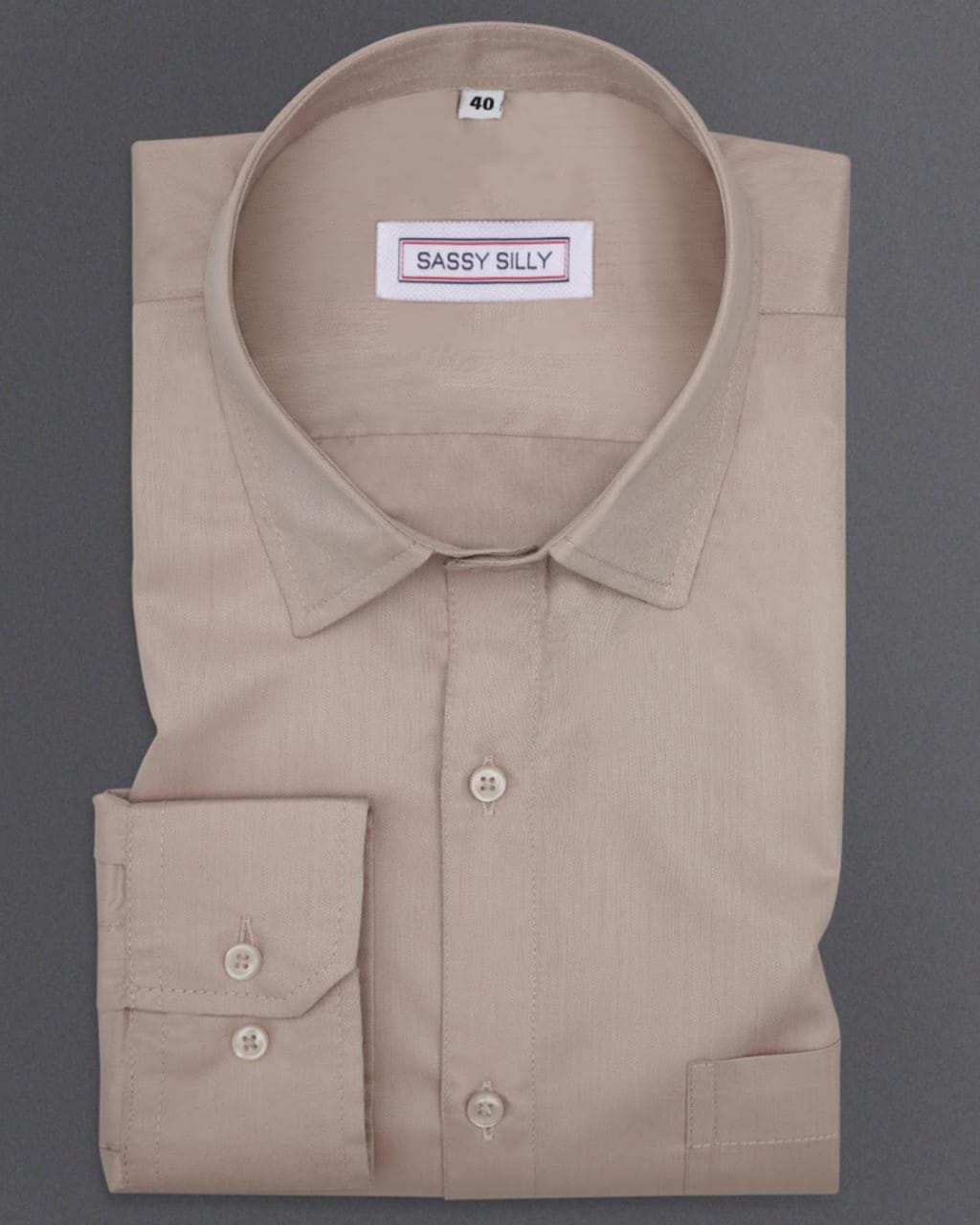 Men's Light Brown Polyester cotton solid Shirt