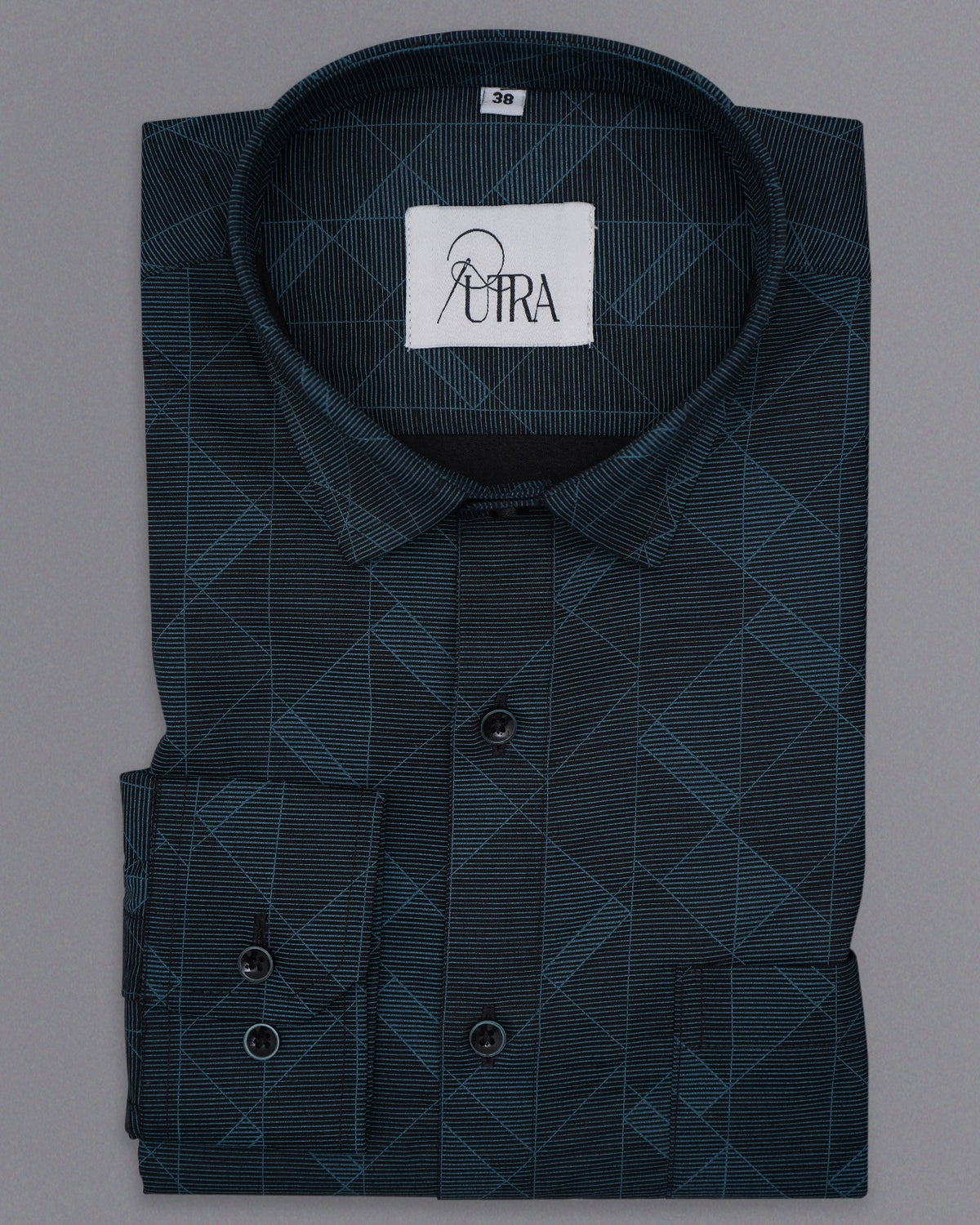 Modern Black Geometric Cotton Shirt