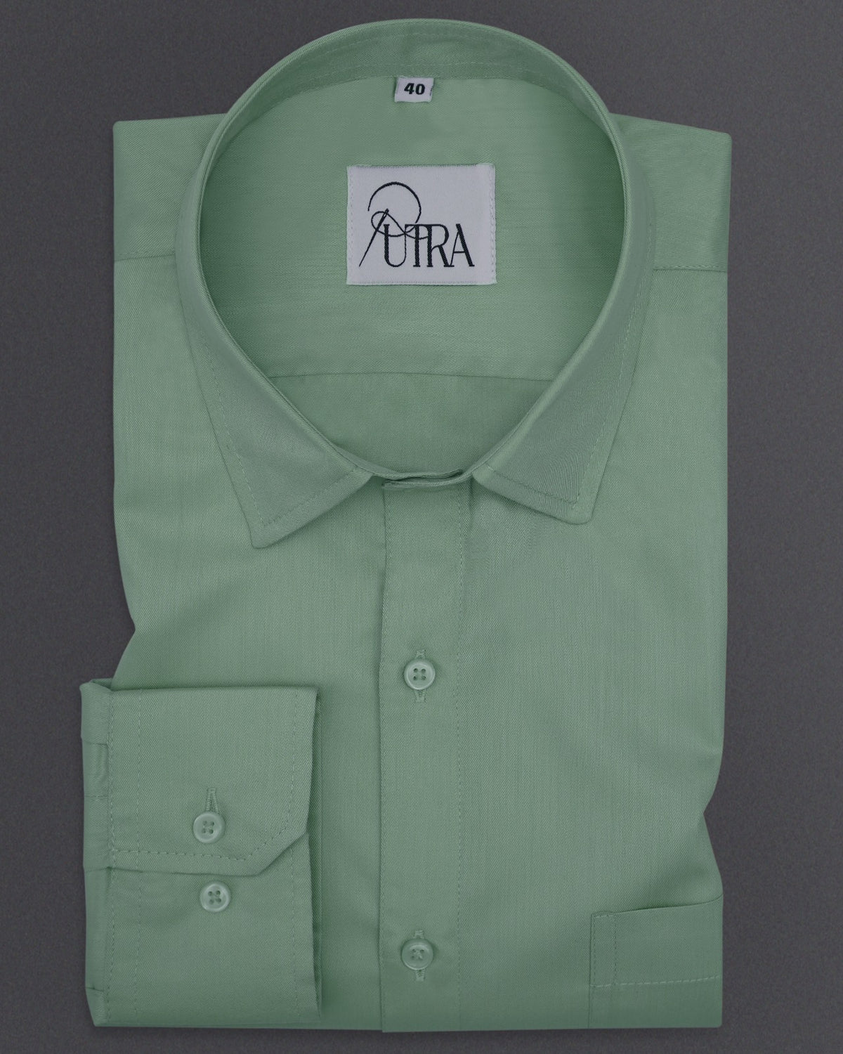 Men&#39;s Fresh Mint Green Cotton Satin Shirt