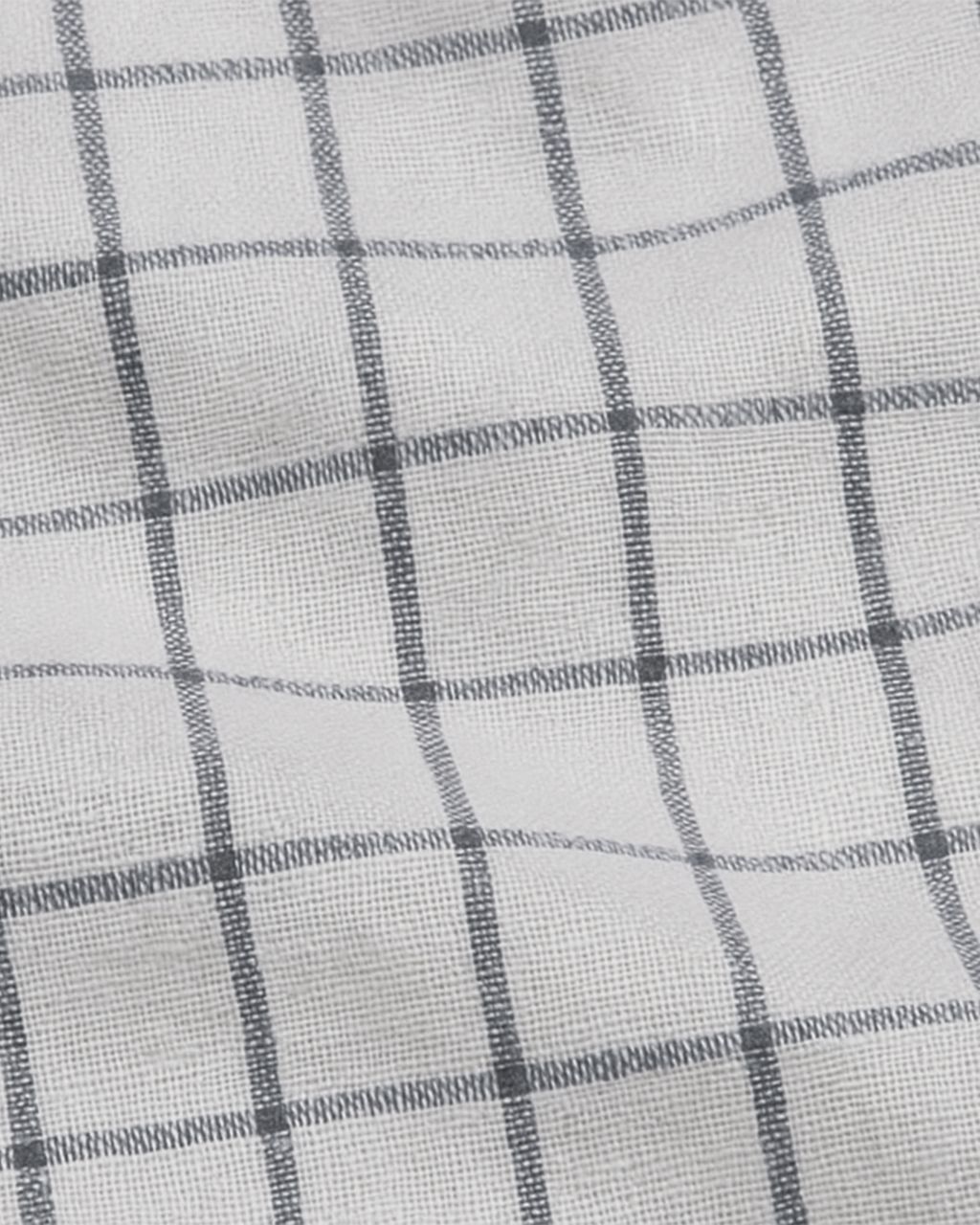 Classic White and Navy Checked Cotton Slub Shirt