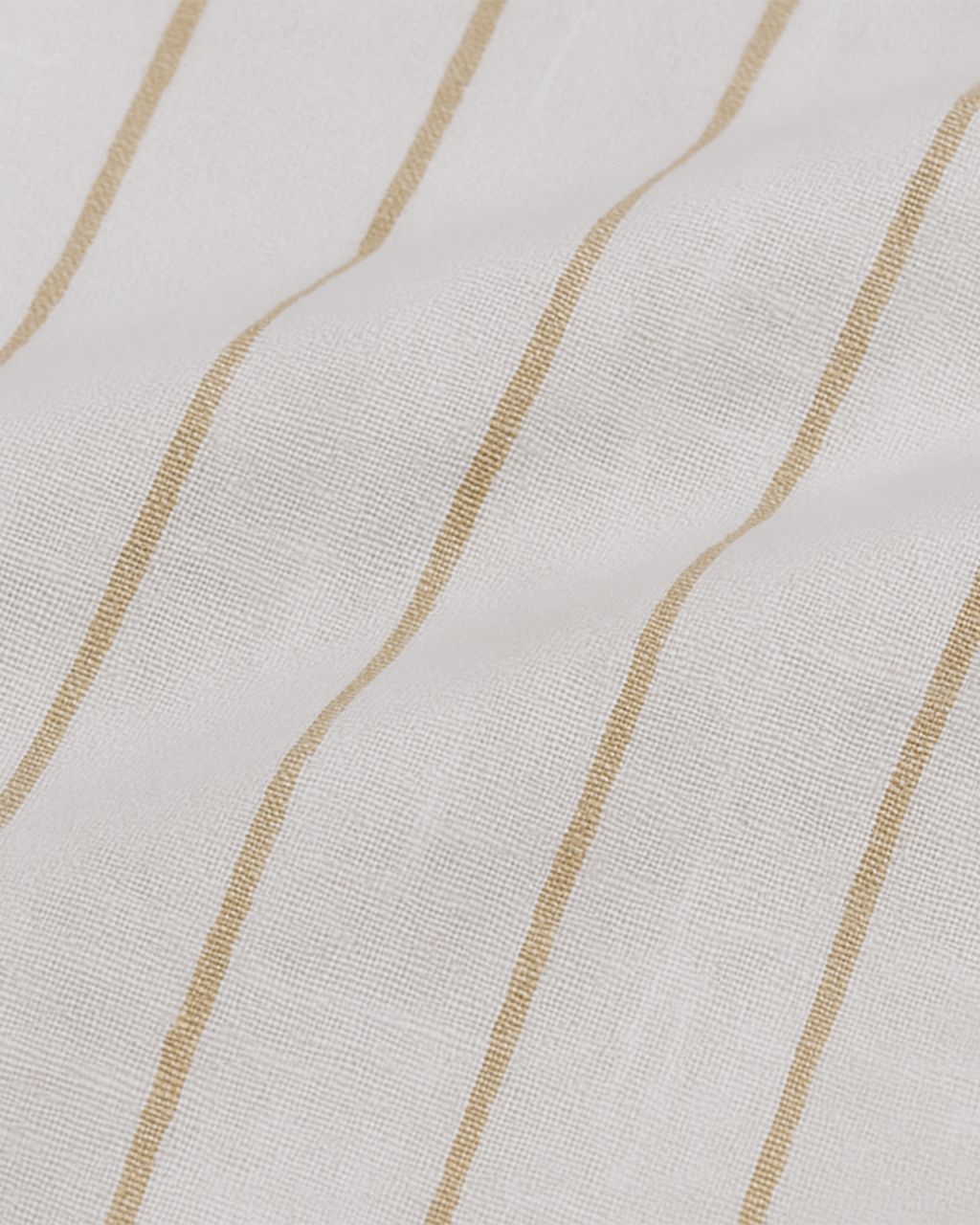 Elegant White Slub Cotton Shirt with Beige Vertical Stripes