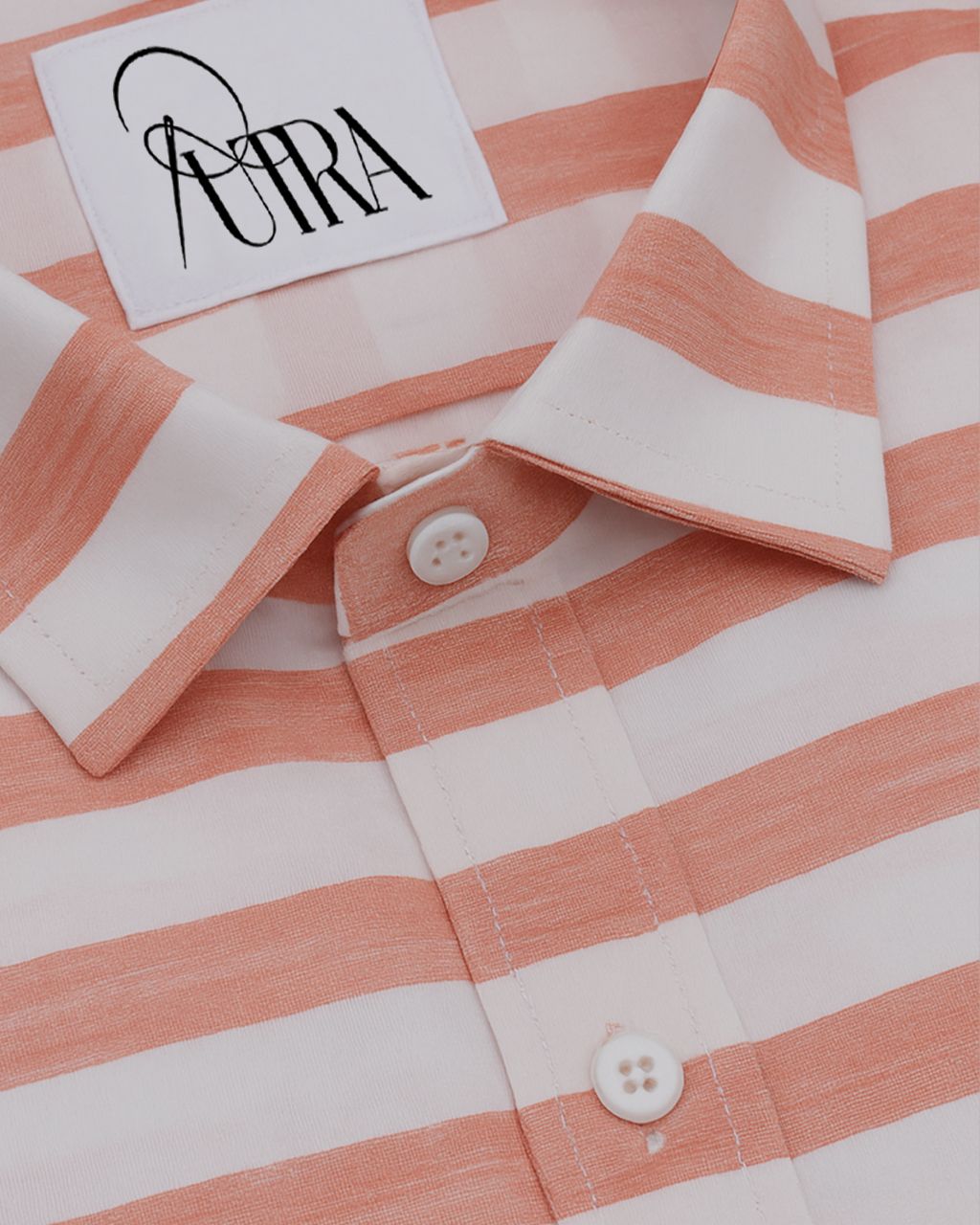 Rust Orange &amp;amp; White 100% Cotton Striped Shirt