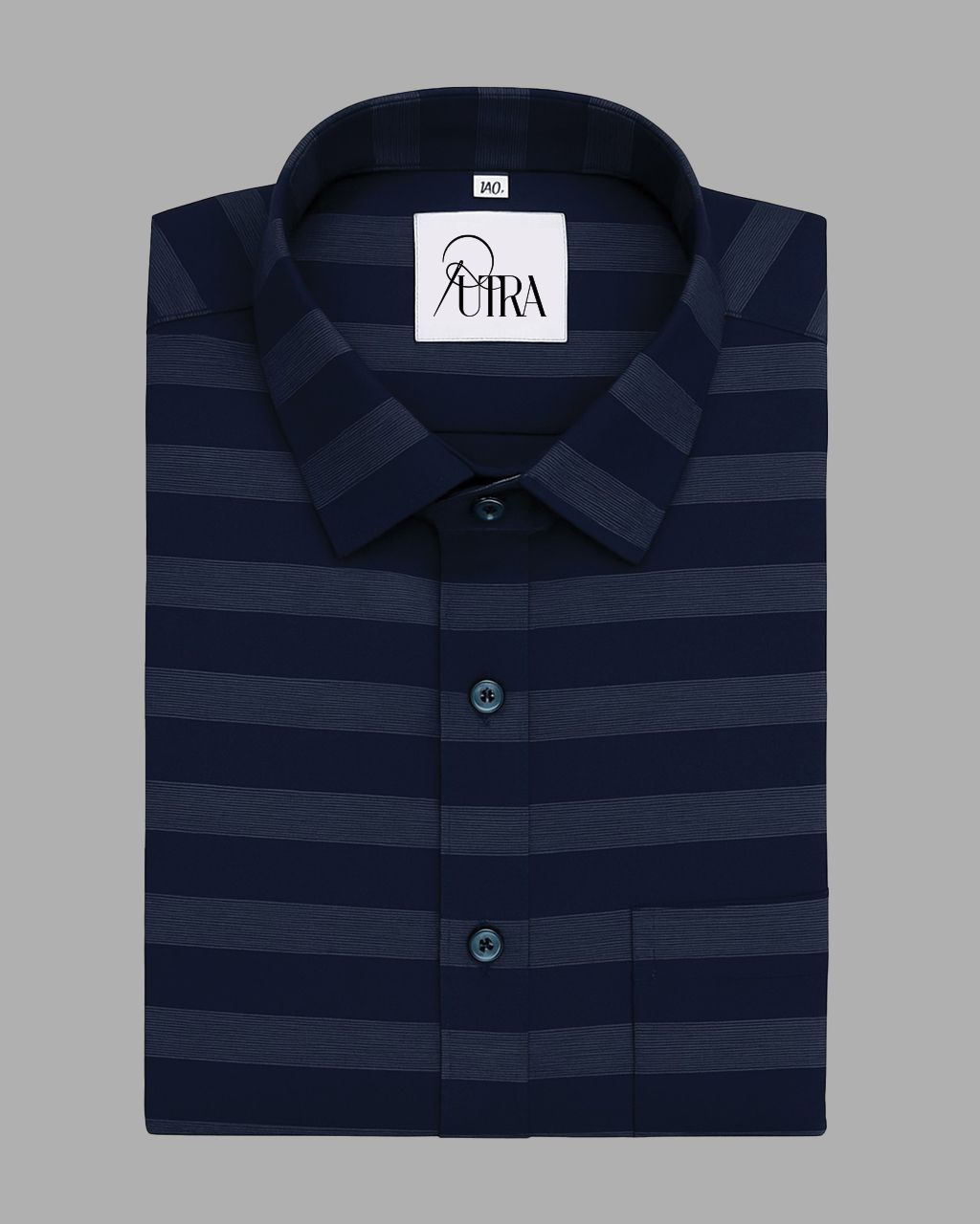 Mens Midnight Navy Textured Stripe Cotton Shirt