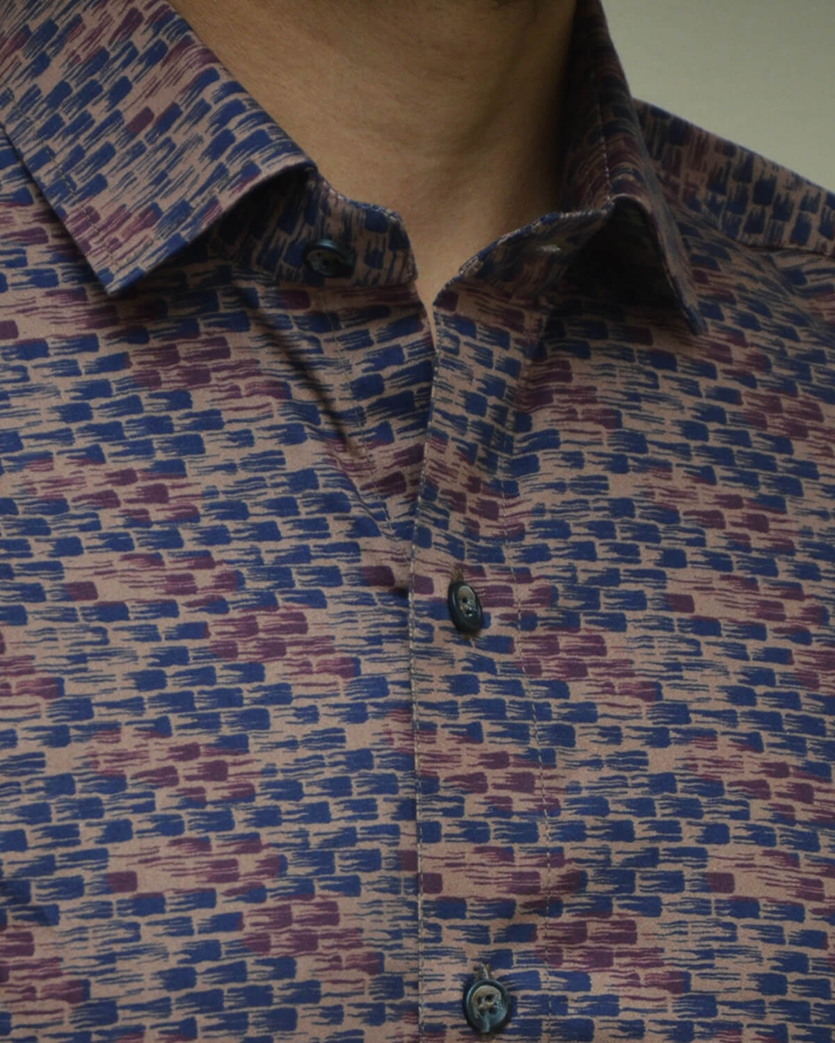 Men Brown And Blue Slim Fit Digital Print 100% cotton Shirt