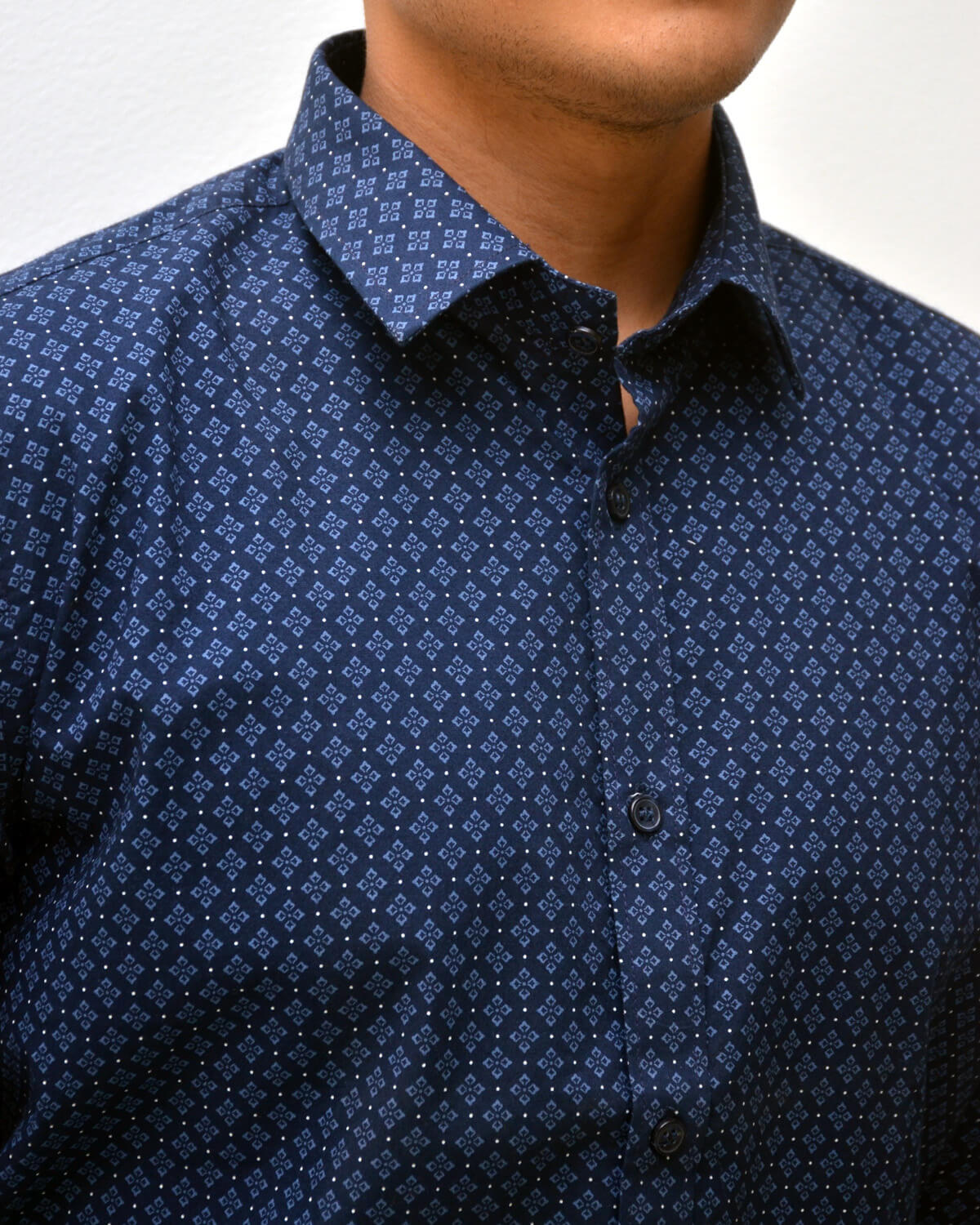 Men Black &amp; Navy Blue Slim Fit Printed Formal Shirt