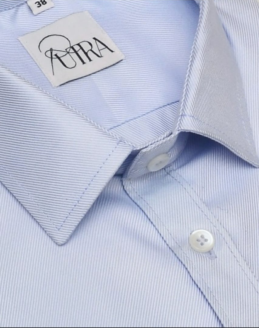 Men Blue And White Striped regular fit Formal solid Shirt