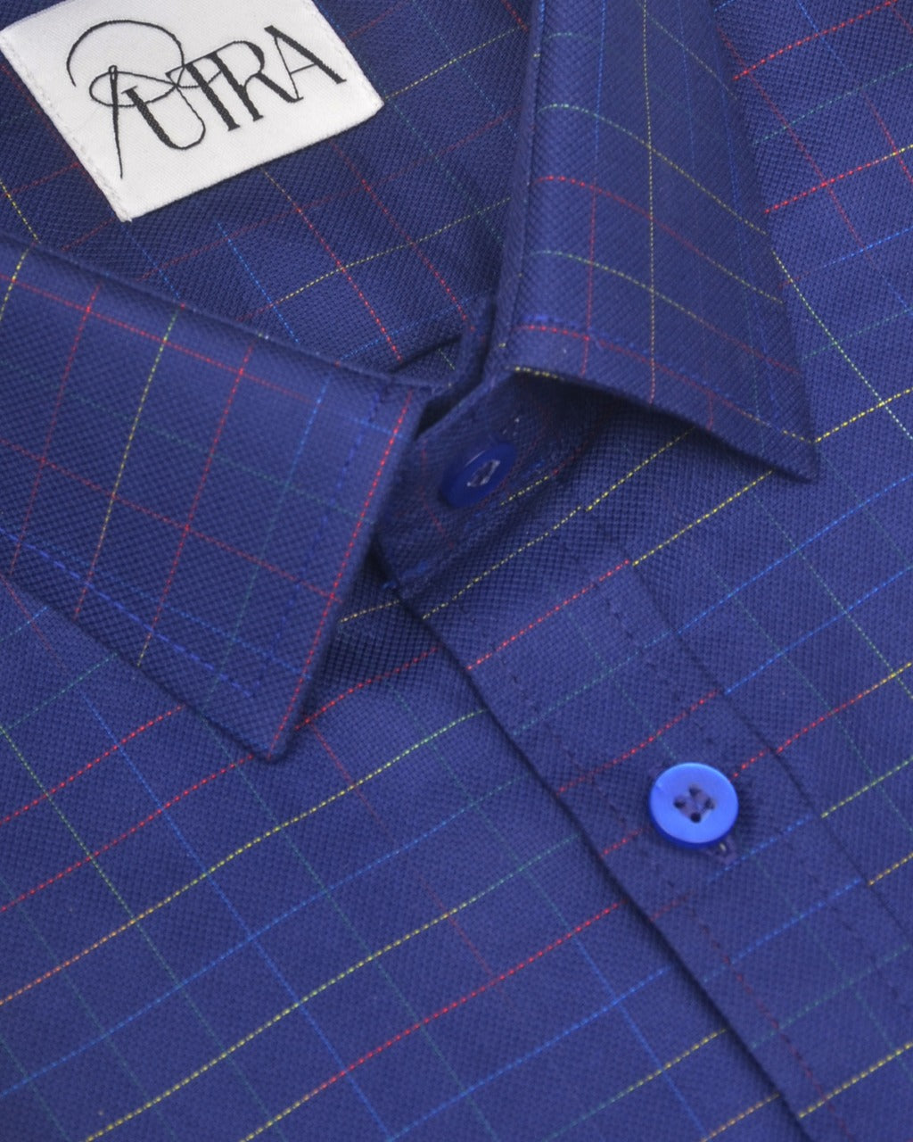 Men Blue Slim Fit Checked Party Wear Shirt